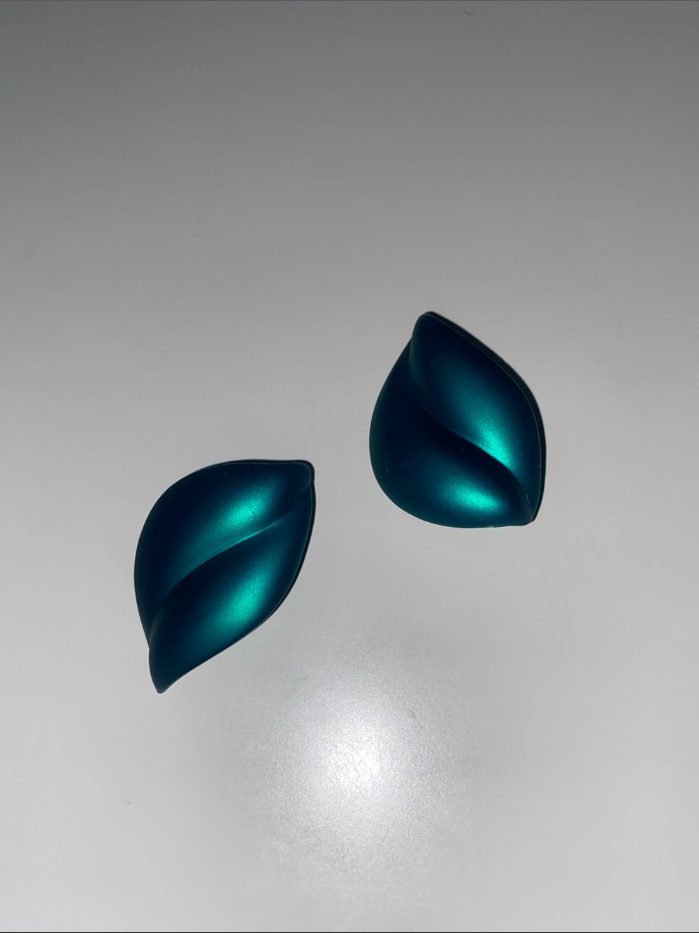 Teal Leaf-Shaped Statement Clip On Earrings